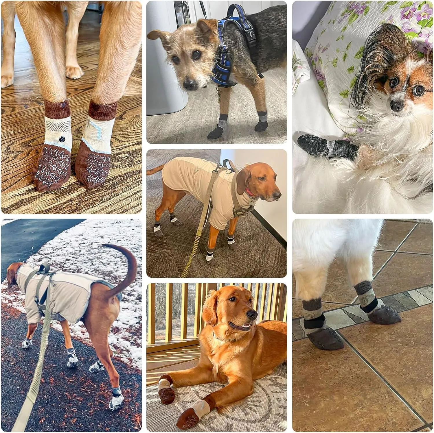 BEAUTYZOO Dog Socks to Prevent Licking Paws, Dog Shoes for Hot/Cold Pavement, Non Slip Dogs Boots & Paw Protectors Reflective with Grips for Hardwood Floor Small Medium Large Senior Dog Booties