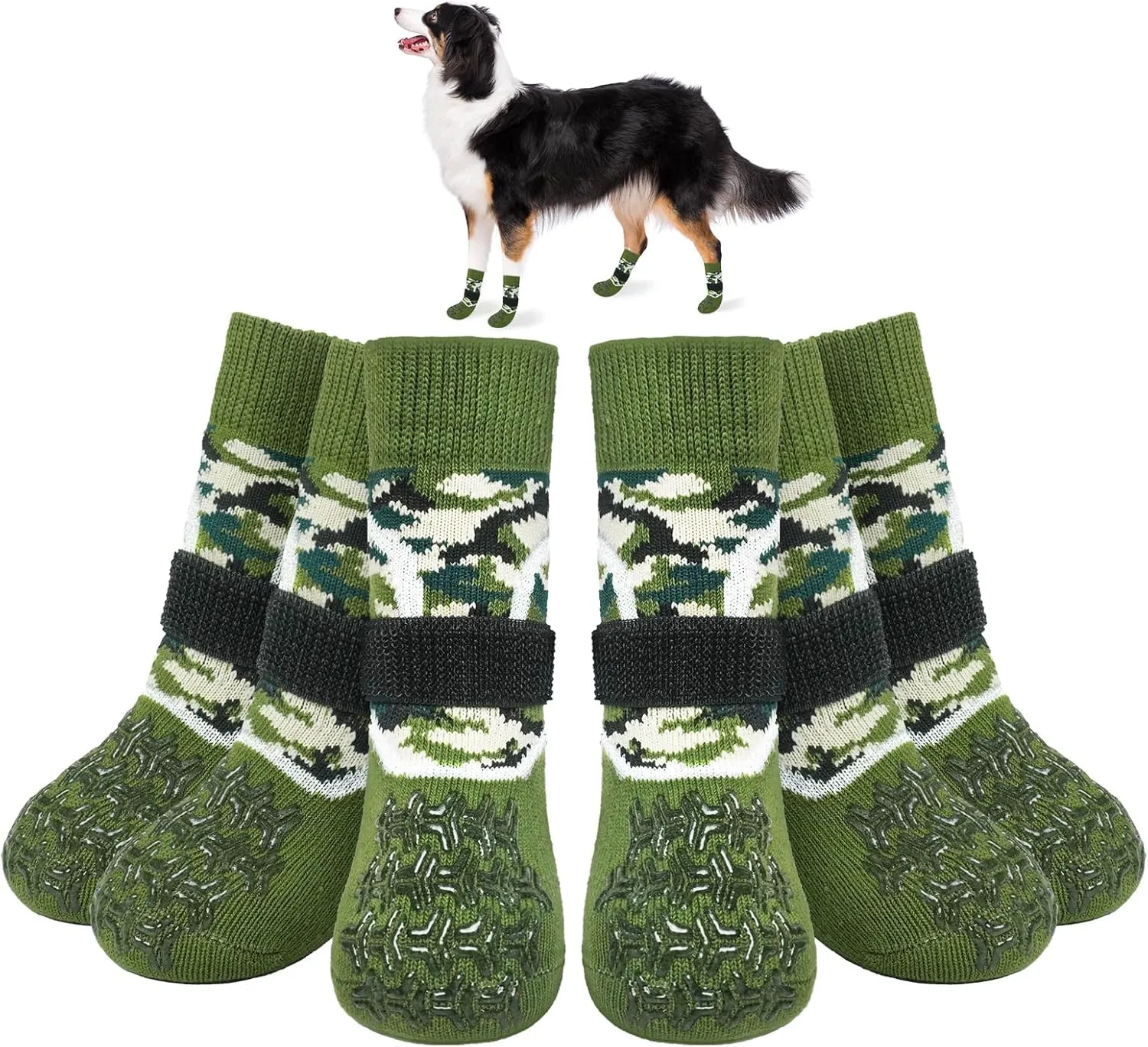 BEAUTYZOO Dog Socks to Prevent Licking Paws, Dog Shoes for Hot/Cold Pavement, Non Slip Dogs Boots & Paw Protectors Reflective with Grips for Hardwood Floor Small Medium Large Senior Dog Booties