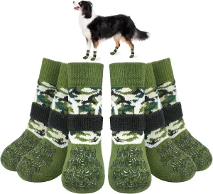 BEAUTYZOO Dog Socks to Prevent Licking Paws, Dog Shoes for Hot/Cold Pavement, Non Slip Dogs Boots & Paw Protectors Reflective with Grips for Hardwood Floor Small Medium Large Senior Dog Booties