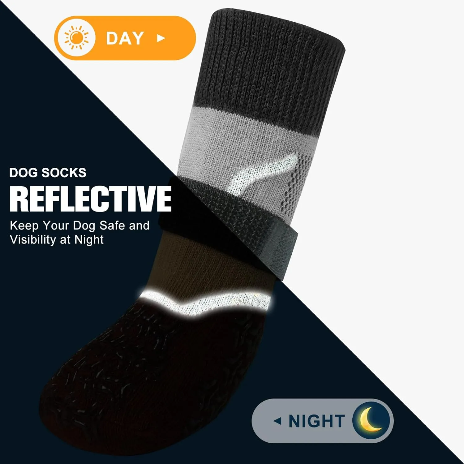 BEAUTYZOO Dog Socks to Prevent Licking Paws, Dog Shoes for Hot/Cold Pavement, Non Slip Dogs Boots & Paw Protectors Reflective with Grips for Hardwood Floor Small Medium Large Senior Dog Booties