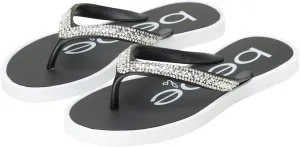 bebe Girls' Sandals - Open Toe Slip On Summer Holiday Rhinestone Thong Flip Flops with Soft Strap and Cushioned Sole