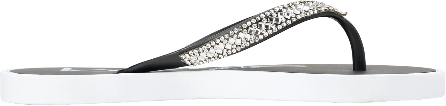 bebe Girls' Sandals - Open Toe Slip On Summer Holiday Rhinestone Thong Flip Flops with Soft Strap and Cushioned Sole