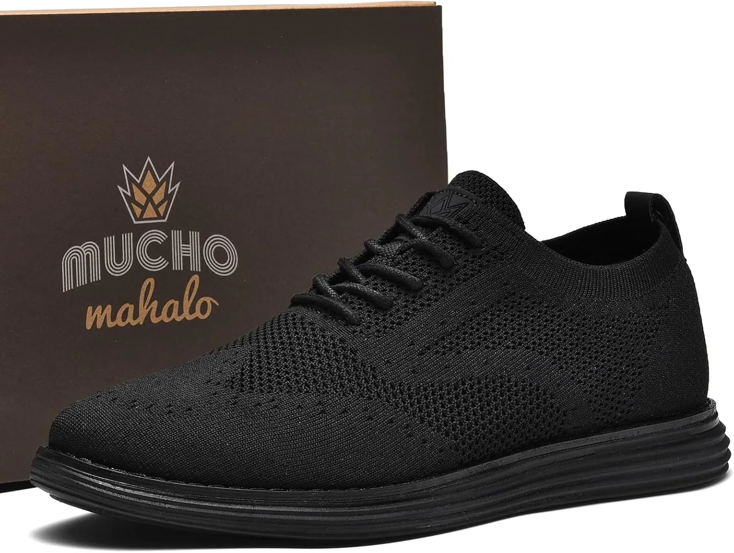 Bergamo Men's Tech Knit Oxford Dress Shoes- Lightweight and Breathable Office Sneakers, Slip-On Business Casual Shoes with Arch Support Footbed for Men