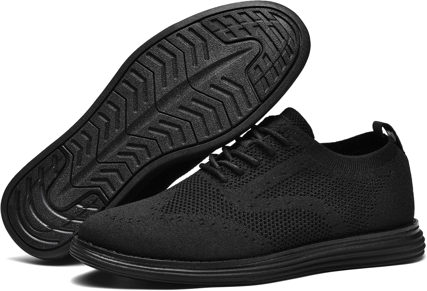 Bergamo Men's Tech Knit Oxford Dress Shoes- Lightweight and Breathable Office Sneakers, Slip-On Business Casual Shoes with Arch Support Footbed for Men