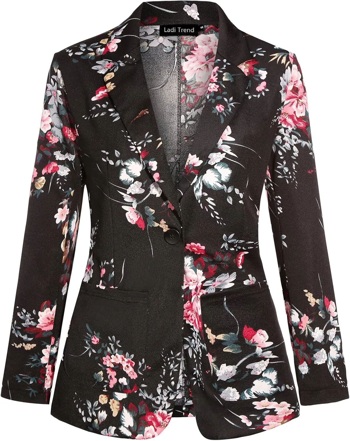 Blazers for Women Long Sleeve Button Front Blazer Notch Lapel Casual Work Office Suit Jackets with Pocket