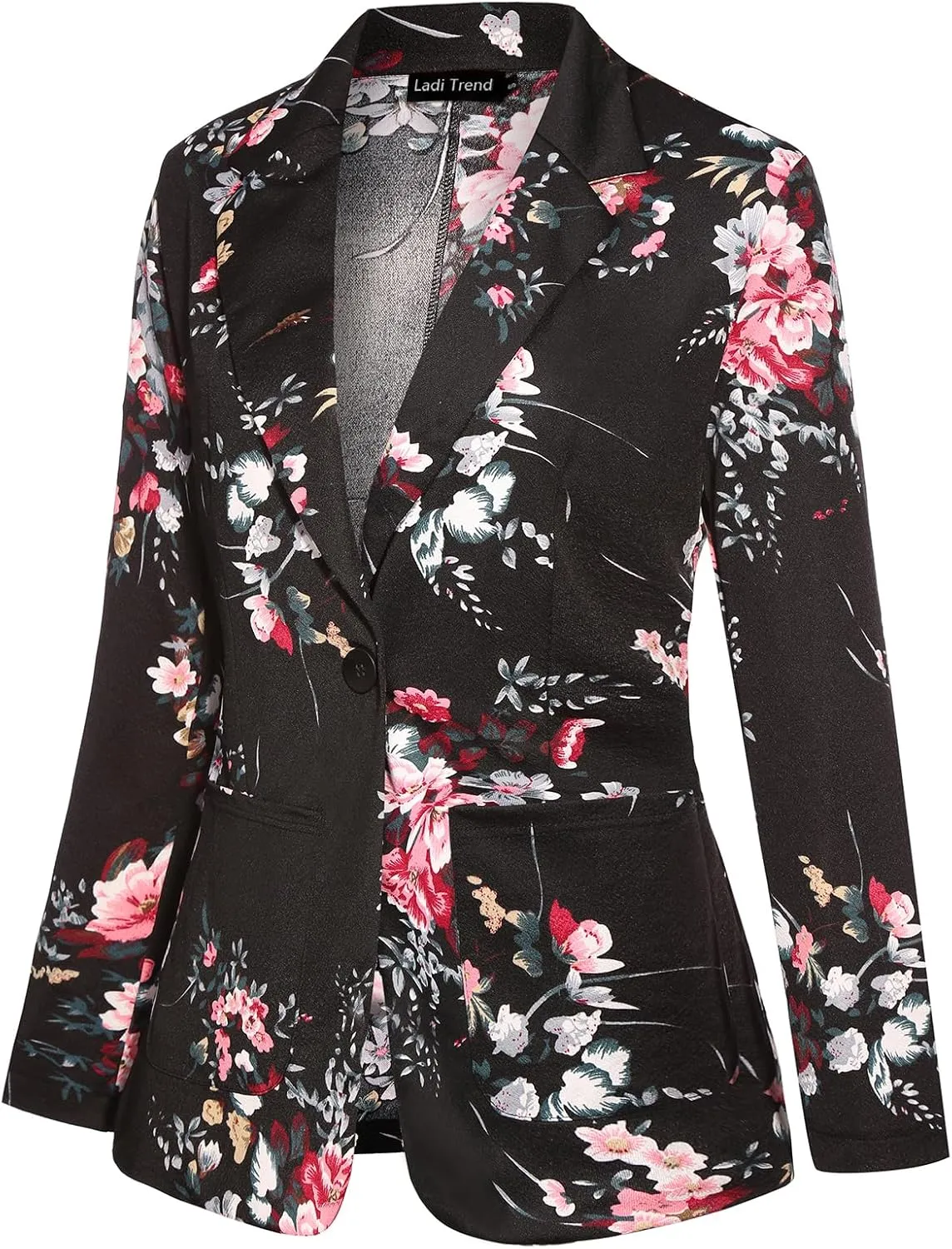Blazers for Women Long Sleeve Button Front Blazer Notch Lapel Casual Work Office Suit Jackets with Pocket
