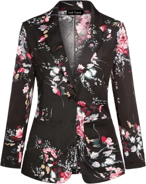 Blazers for Women Long Sleeve Button Front Blazer Notch Lapel Casual Work Office Suit Jackets with Pocket