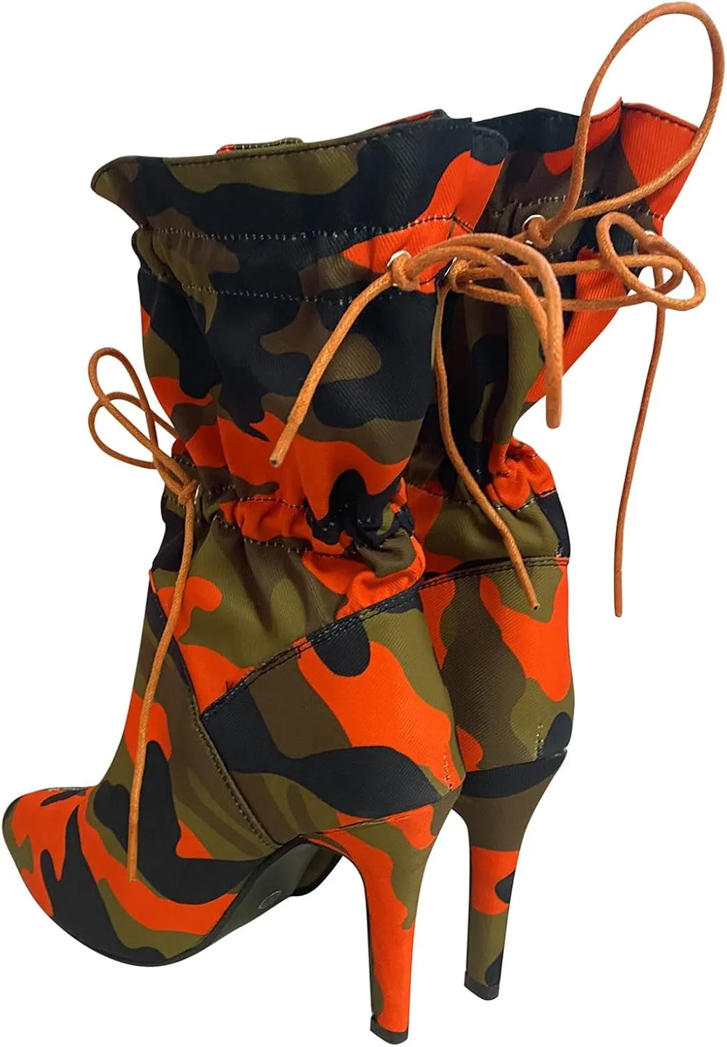 Boots Pointed Camouflage Pattern Mid- Women's High-Heel Thin Fashion Women's Boots Size 5 Womens Boots