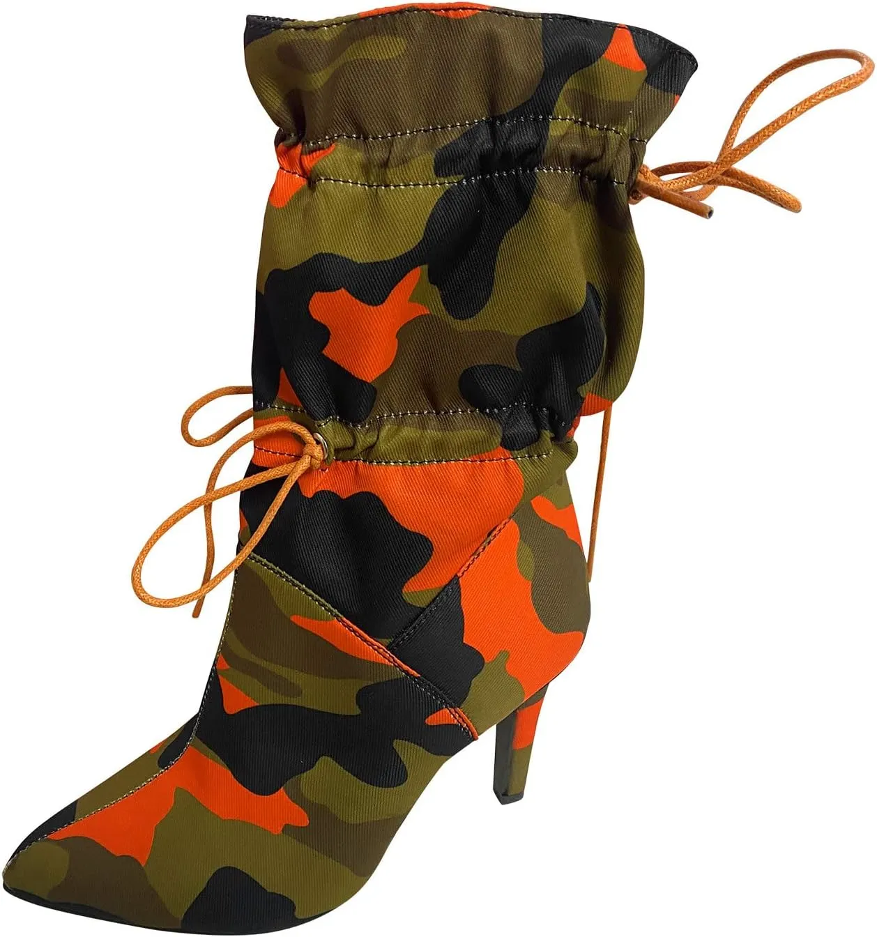 Boots Pointed Camouflage Pattern Mid- Women's High-Heel Thin Fashion Women's Boots Size 5 Womens Boots