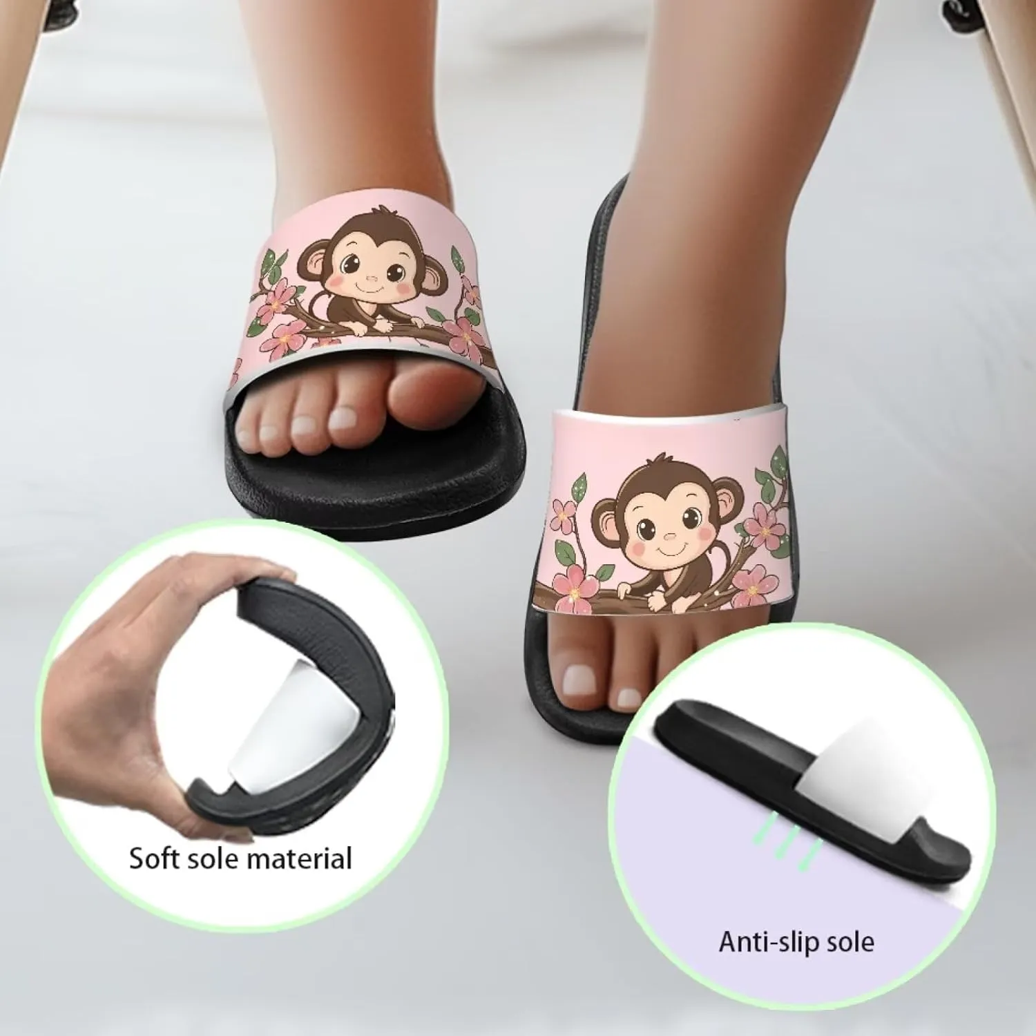 Boys Girls Shower Slippers Non-Slip Lightweight Open Toe Slip on Sandals for Beach Pool Camping