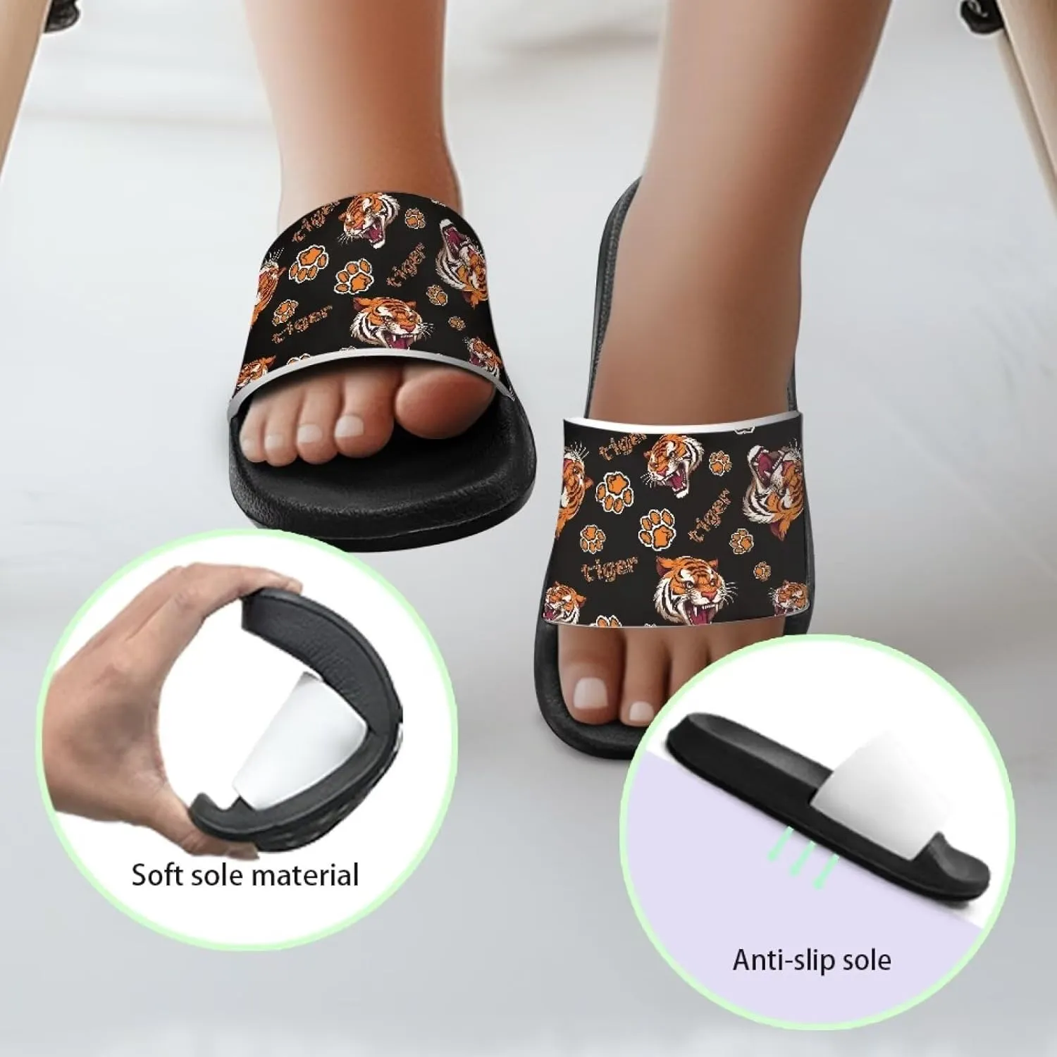 Boys Slide Sandals Kids Summer Slippers Slip On for Outdoor Beach Pool Shower (Little Kid/Big Kid)