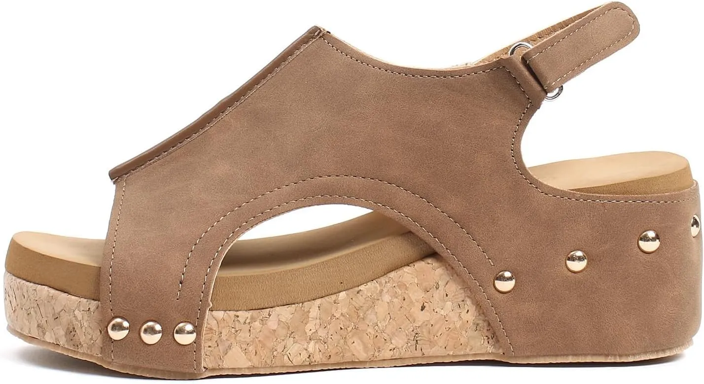 Brown Wedge Sandals for Women 2025 Platform Sandals with Ankle Strap Open Toe Leather Espadrilles Wedge Heels Sandals Dressy Casual Boho Summer Beach Sandals