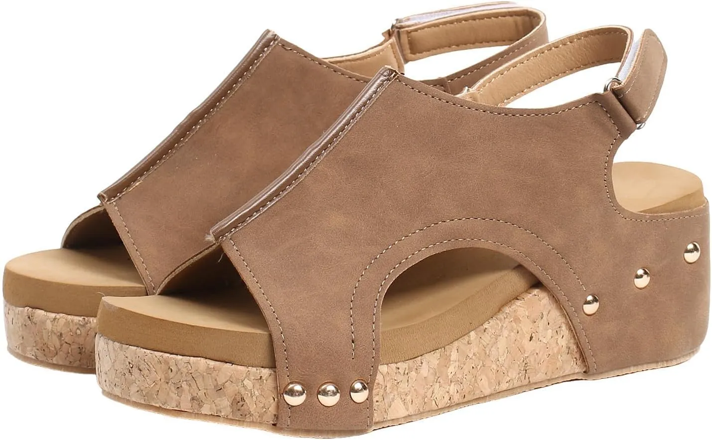 Brown Wedge Sandals for Women 2025 Platform Sandals with Ankle Strap Open Toe Leather Espadrilles Wedge Heels Sandals Dressy Casual Boho Summer Beach Sandals