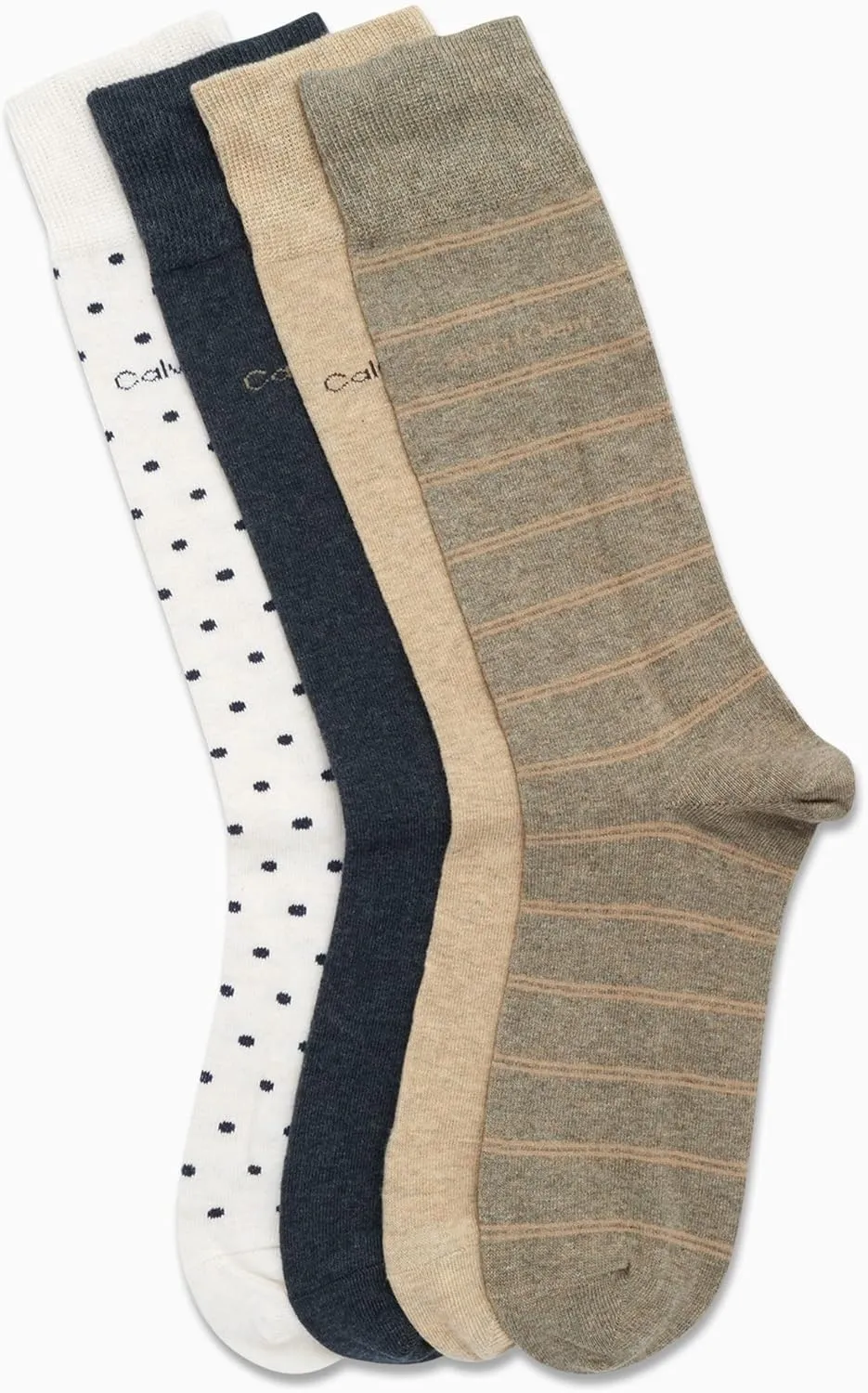 Calvin Klein Men's Dress Socks - 4 Pack Soft Comfort Cotton Blend Stay Up Cuff Crew Socks - Dress Socks for Men (7-12)