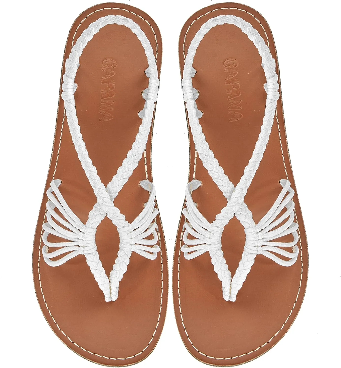 Capana Women's Flat Cork Sandals - Strappy Braided Bohemian Beach Sandals, Spring Casual Shoes, Comfy Boho Flats for Teen Girls – Cocoon