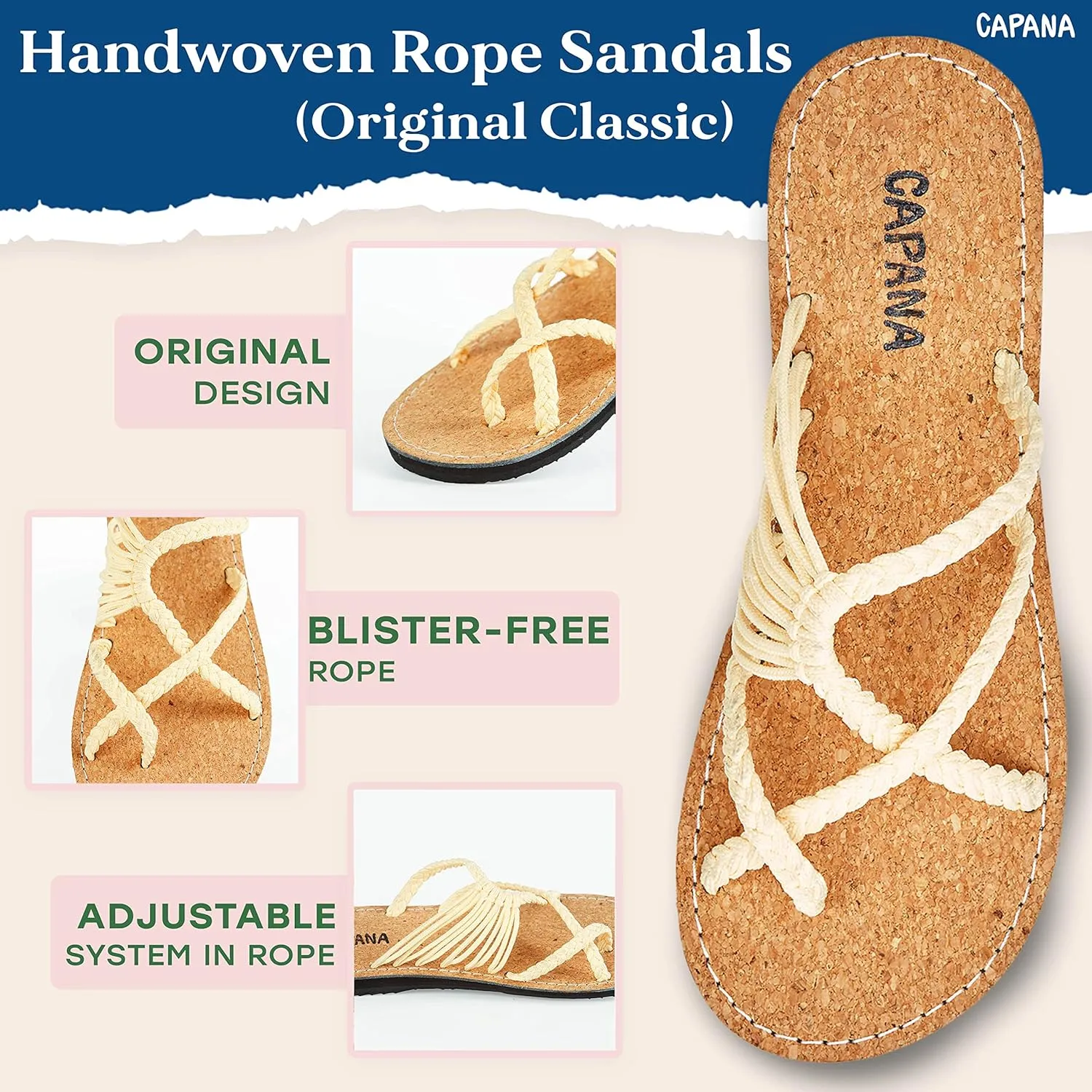 Capana Woven Women's Flat Sandals - Strappy Braided Beach Sandals for Dressy Summer, Rope Bohemian Spring Casual Womens Shoes, Comfy Boho Flats for Teen Girls Oceanbliss