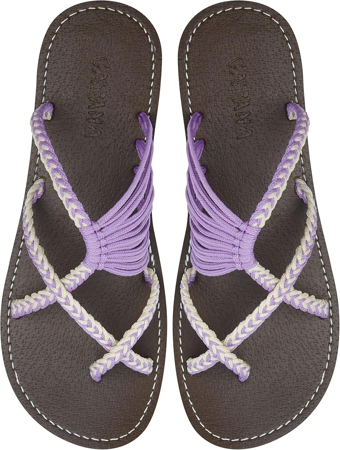 Capana Woven Women's Flat Sandals - Strappy Braided Beach Sandals for Dressy Summer, Rope Bohemian Spring Casual Womens Shoes, Comfy Boho Flats for Teen Girls Oceanbliss
