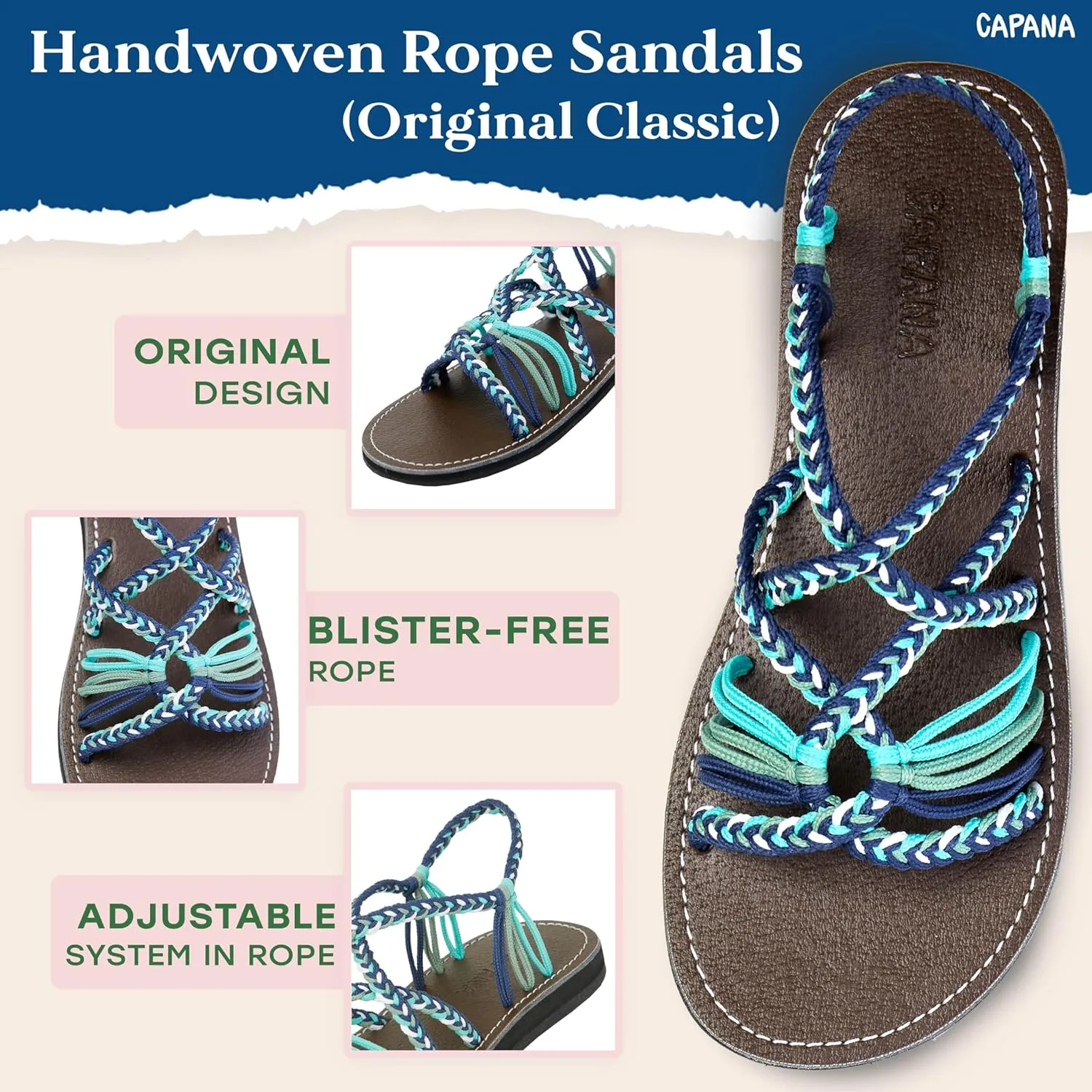 Capana Woven Women's Flat Sandals - Strappy Braided, Beach Sandals for Women Dressy Summer, Rope Bohemian Sandals, Spring Casual Womens Shoes, Comfy Boho Flats for Teen Girls – Relax (2nd Version)