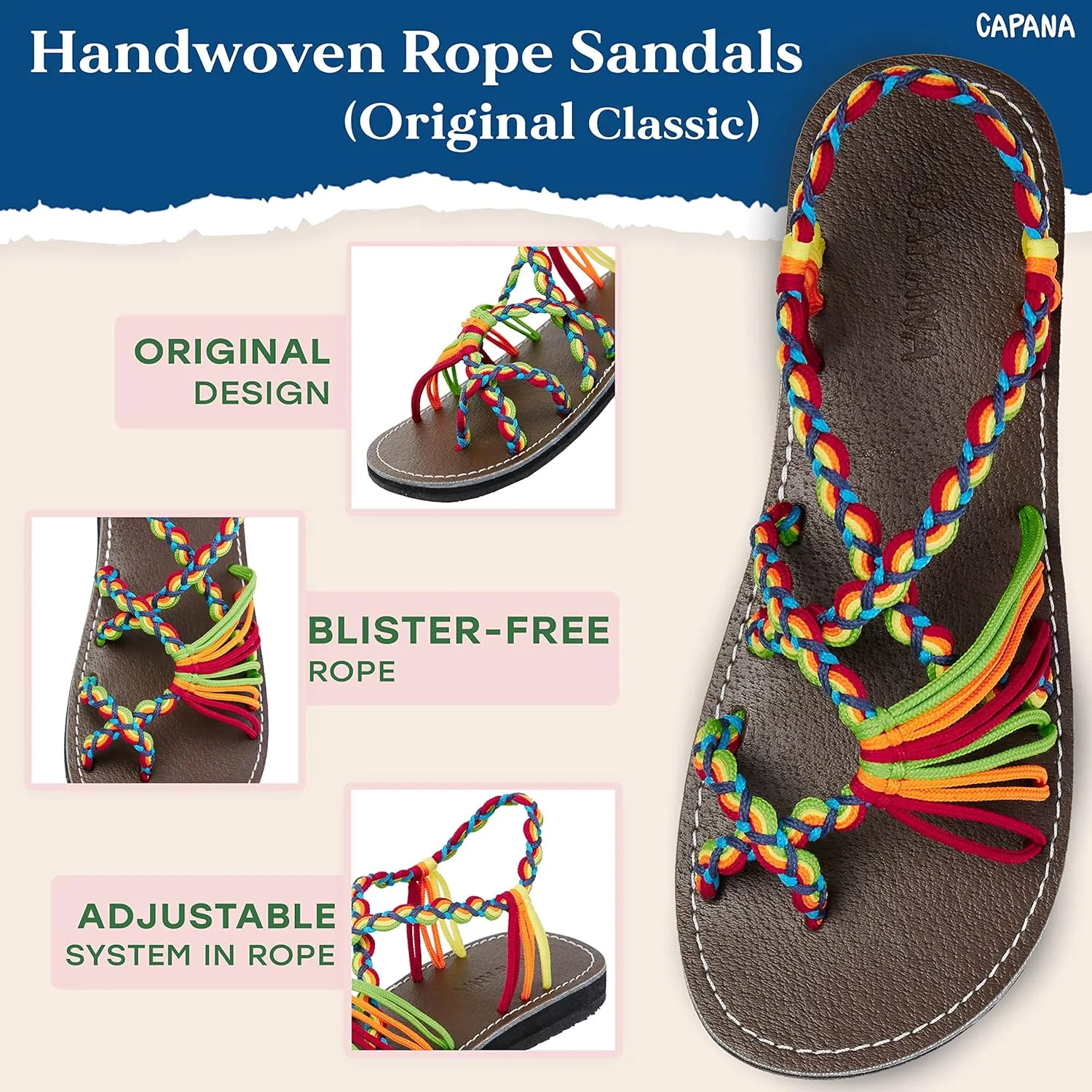 Capana Woven Women's Flat Sandals - Strappy Braided Sandals, Beach Sandals for Women Dressy Summer, Rope Bohemian Sandals, Spring Casual Womens Shoes, Comfy Boho Flats for Teen Girls – Banyan