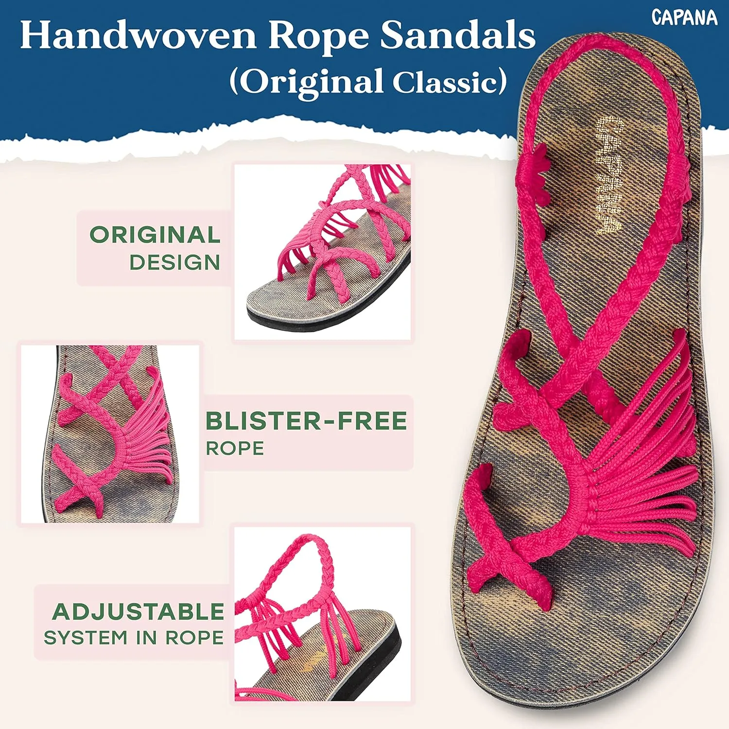 Capana Woven Women's Flat Sandals - Strappy Braided Sandals, Beach Sandals for Women Dressy Summer, Rope Bohemian Sandals, Spring Casual Womens Shoes, Comfy Boho Flats for Teen Girls – Banyan
