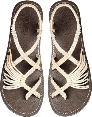 Capana Woven Women's Flat Sandals - Strappy Braided Sandals, Beach Sandals for Women Dressy Summer, Rope Bohemian Sandals, Spring Casual Womens Shoes, Comfy Boho Flats for Teen Girls – Banyan