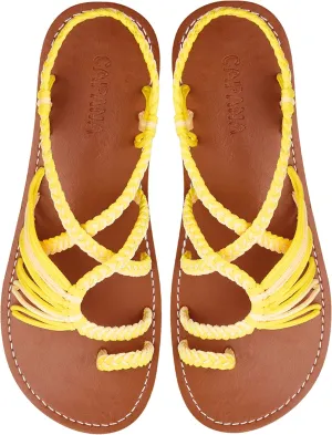 Capana Woven Women's Flat Sandals - Strappy Braided Sandals, Beach Sandals for Women Dressy Summer, Rope Bohemian Sandals, Spring Casual Womens Shoes, Comfy Boho Flats for Teen Girls – Commune
