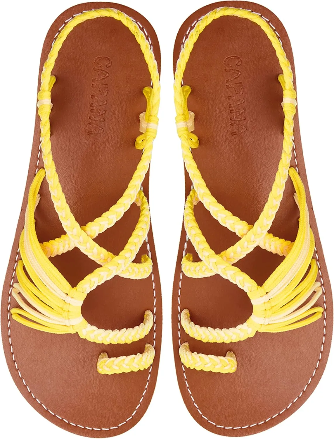 Capana Woven Women's Flat Sandals - Strappy Braided Sandals, Beach Sandals for Women Dressy Summer, Rope Bohemian Sandals, Spring Casual Womens Shoes, Comfy Boho Flats for Teen Girls – Commune