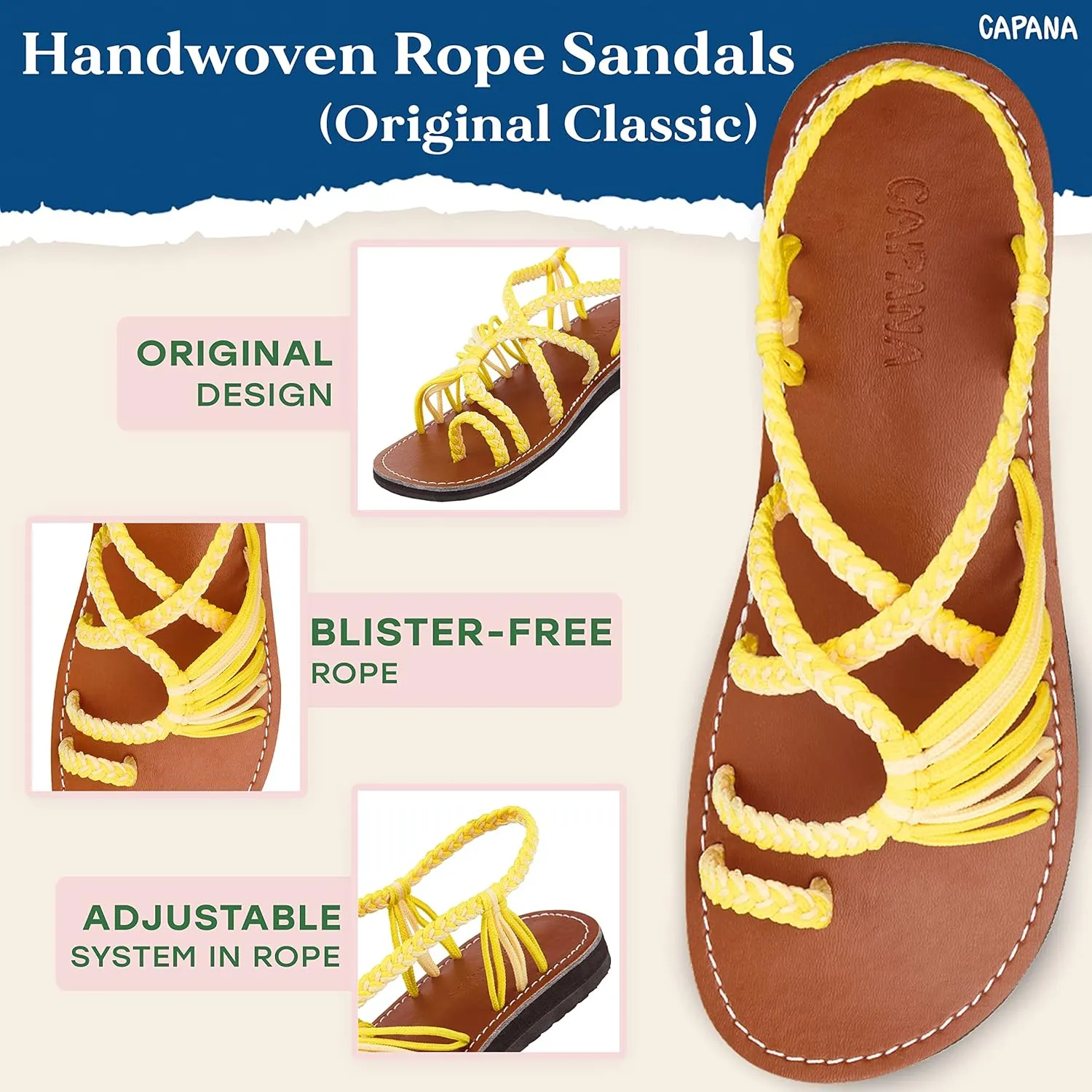 Capana Woven Women's Flat Sandals - Strappy Braided Sandals, Beach Sandals for Women Dressy Summer, Rope Bohemian Sandals, Spring Casual Womens Shoes, Comfy Boho Flats for Teen Girls – Commune