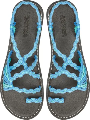 Capana Woven Women's Flat Sandals - Strappy Braided Sandals, Beach Sandals for Women Dressy Summer, Rope Bohemian Sandals, Spring Casual Womens Shoes, Comfy Boho Flats for Teen Girls – Commune