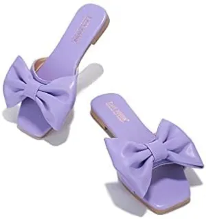 Cape Robbin Juju Sandals Slides for Women, Womens Mules Slip On Shoes with Bow - Sandals Slides for Women, Womens Mules Slip On Shoes with Bow