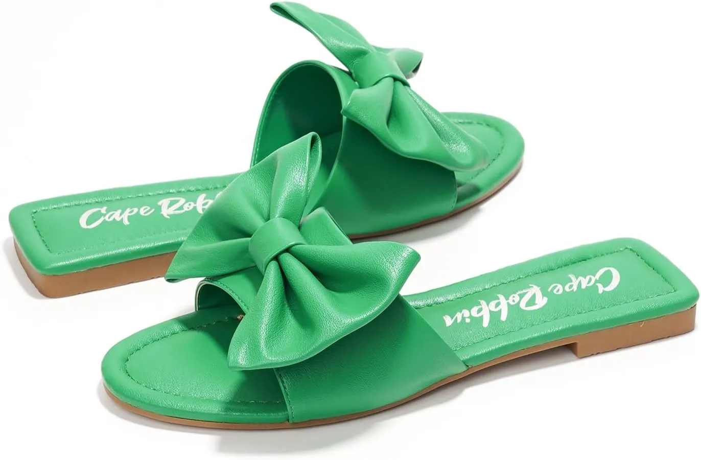 Cape Robbin Women's Flat Sandals - Slip-On Mules with Bow Decoration (Dane)