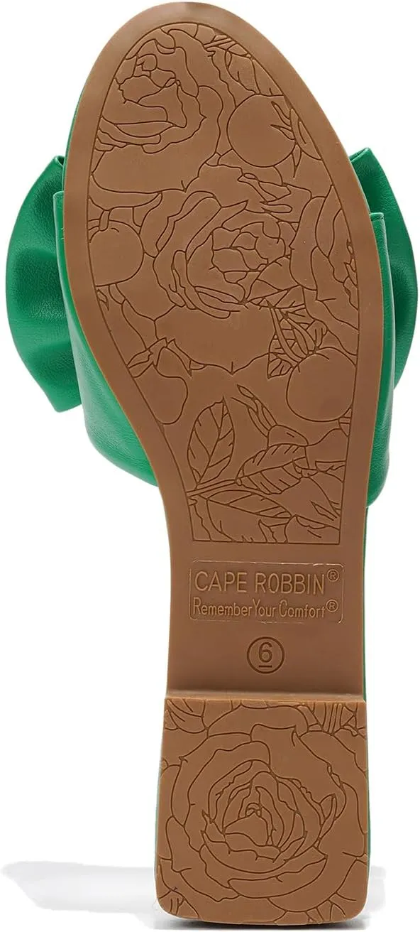 Cape Robbin Women's Flat Sandals - Slip-On Mules with Bow Decoration (Dane)