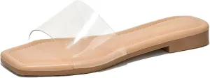 Cape Robbin Women's Sheer Transparent Sandals - Slip-On Mules with Nude Tones (Mariah)
