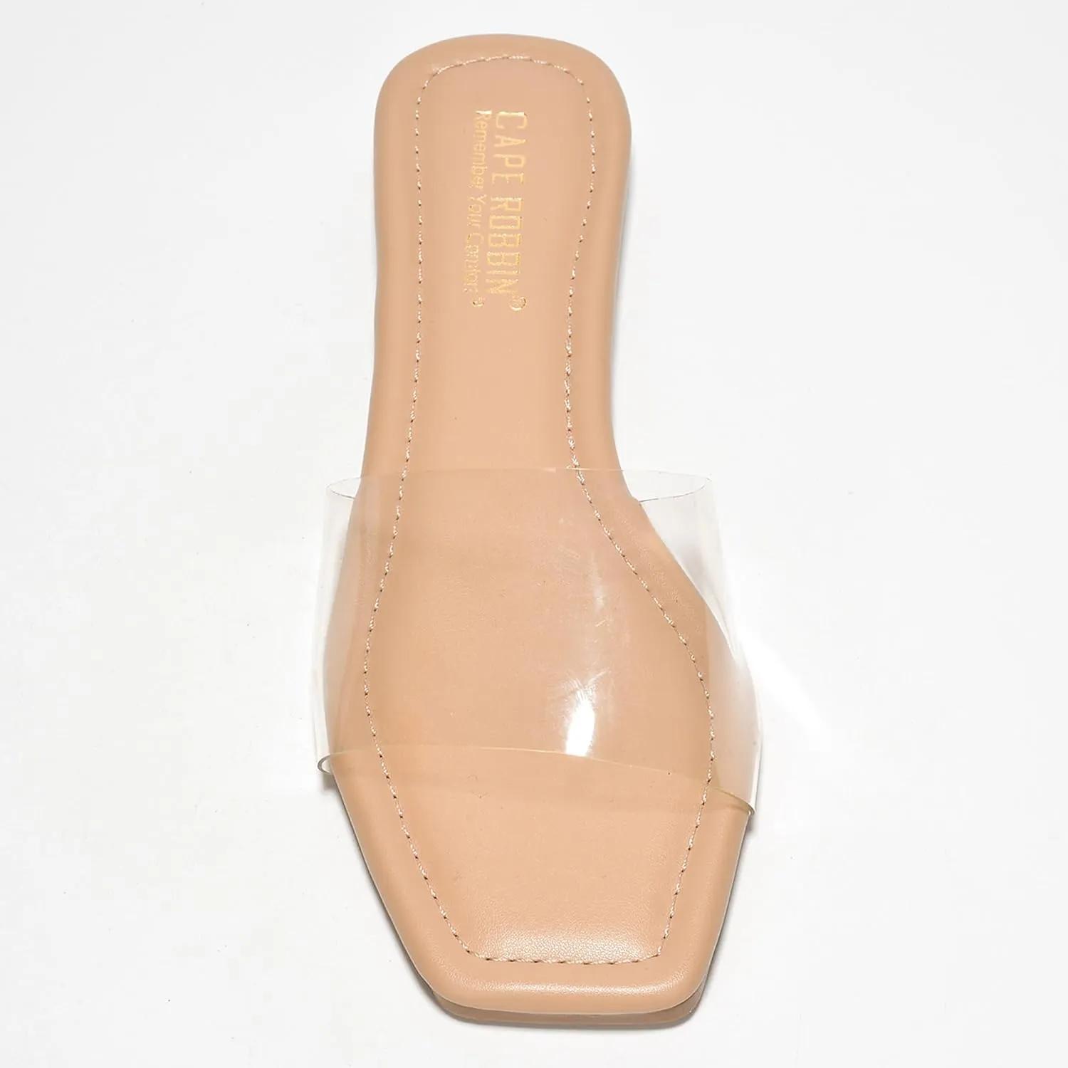Cape Robbin Women's Sheer Transparent Sandals - Slip-On Mules with Nude Tones (Mariah)