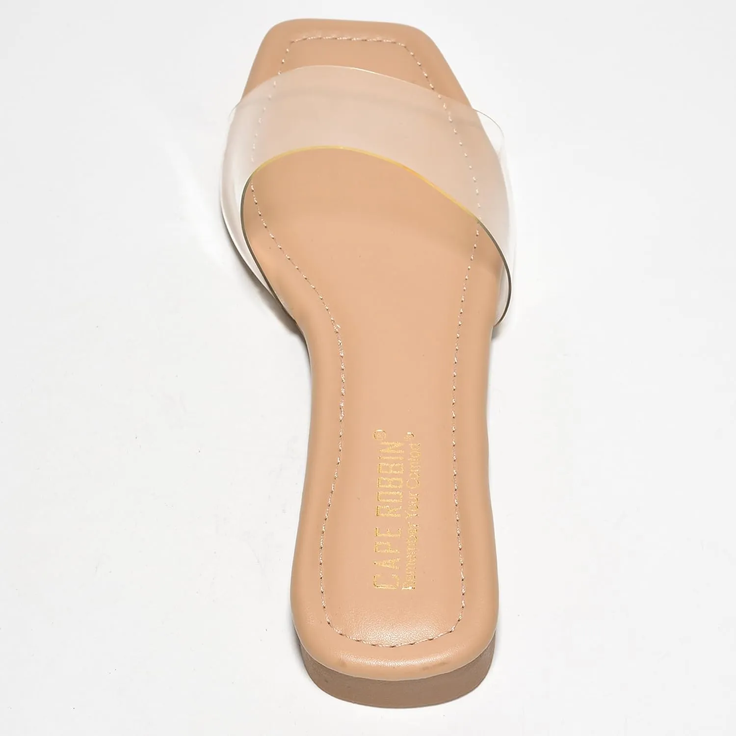 Cape Robbin Women's Sheer Transparent Sandals - Slip-On Mules with Nude Tones (Mariah)