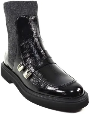 Casadei Italian Women's Black Soft Patent Leather Winter Ankle Booties