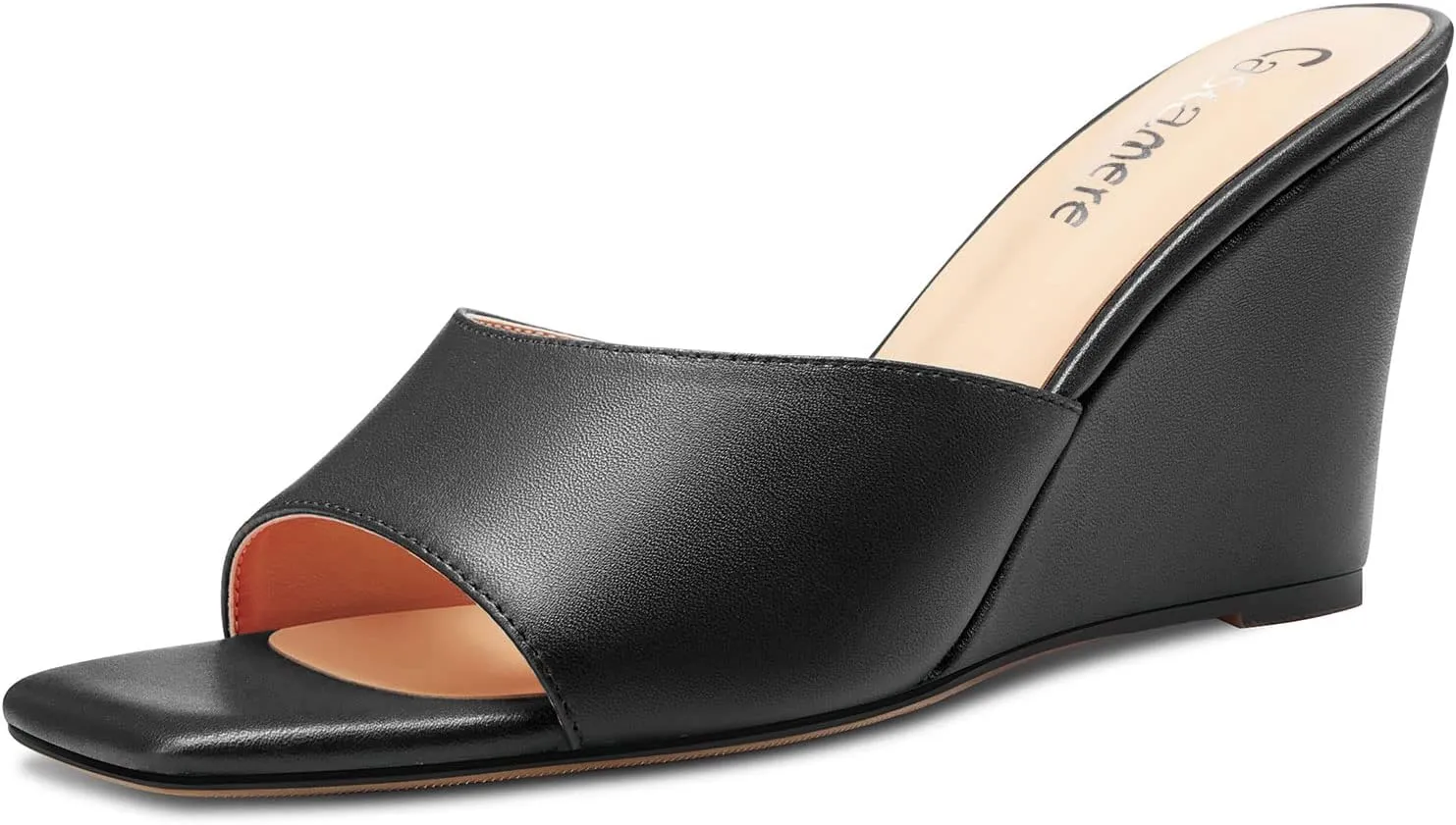 Castamere Women Mid Wedge Heel Open Toe Slip-on Mules Shoes Sandals Casual Party 3.2 Inches Heels