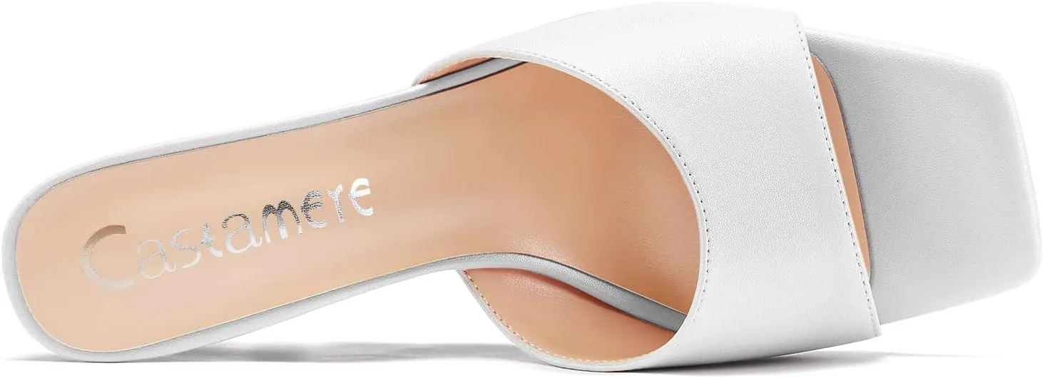 Castamere Women Mid Wedge Heel Open Toe Slip-on Mules Shoes Sandals Casual Party 3.2 Inches Heels