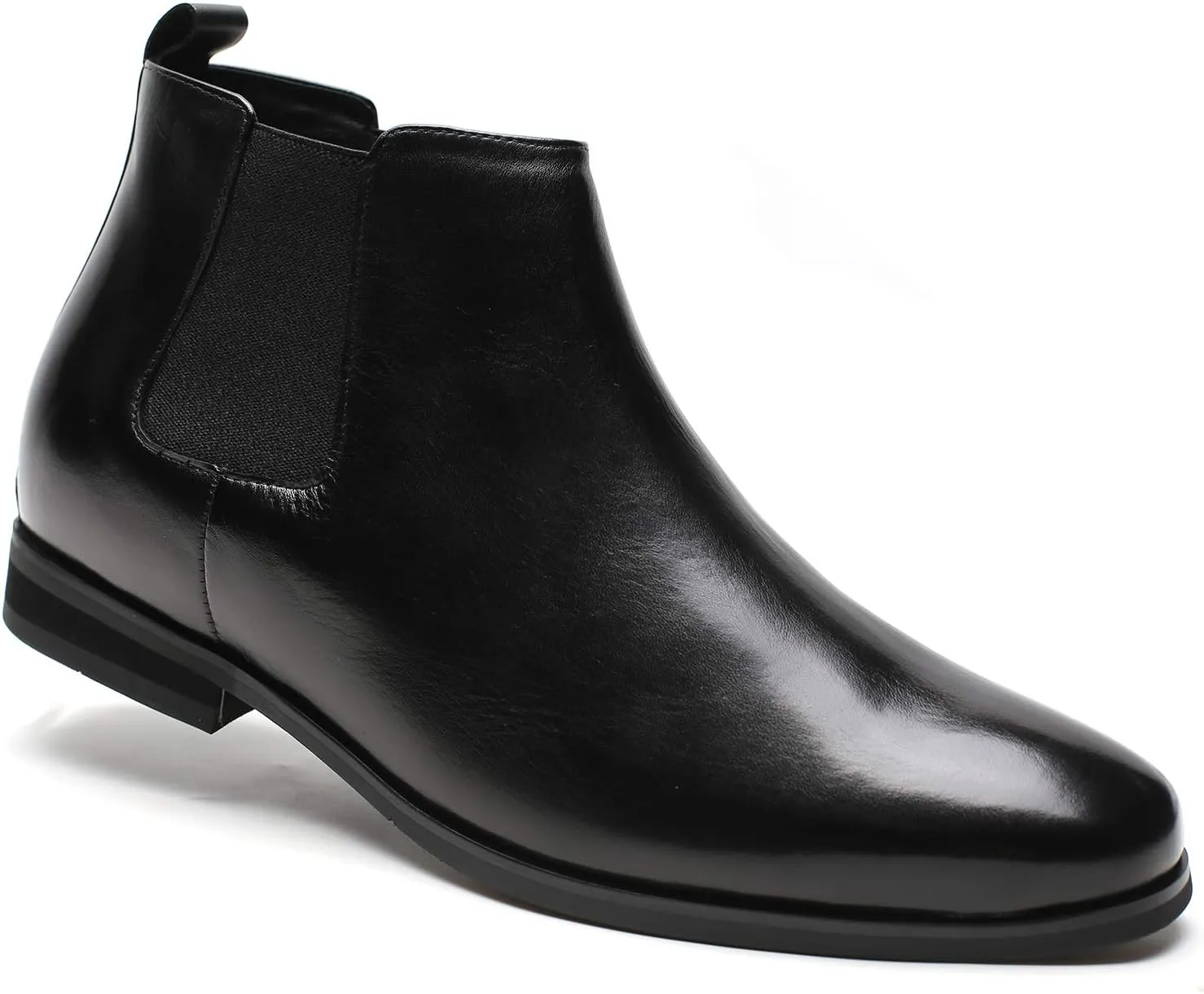 CHAMARIPA Men's Invisible Height Increasing Shoes - Leather Elevator Chelsea Shoes for Man,2-3 inches Taller.