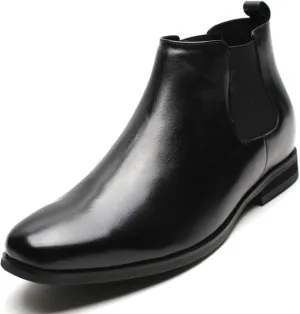 CHAMARIPA Men's Invisible Height Increasing Shoes - Leather Elevator Chelsea Shoes for Man,2-3 inches Taller.