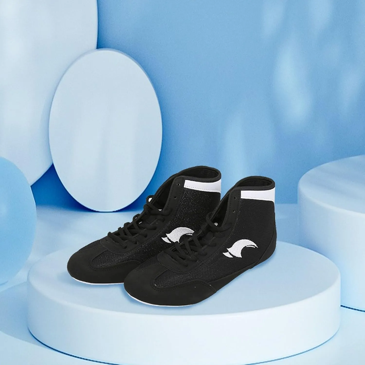 Children's Wrestling Shoes High Top Training Boxing Shoes Girls Boys Gym Round Toe Non-Slip Breathable Shoes