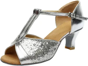 Chunky Heel Strappy Sandals for Women Open Toe Square Toe Ankle Strap Wedding Party Shoes