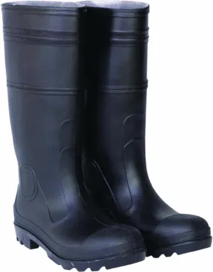 CLC Custom Leathercraft Rain Wear R24008 Over the Sock Black PVC Rain Boot, With Steel Toe, Size 8