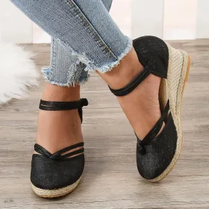 Closed Toe Wedges for Women Espadrilles Low Heel Ankle Strap Wedge Sandals Summer Dressy Casual Comfortable Platform Wedge Shoes