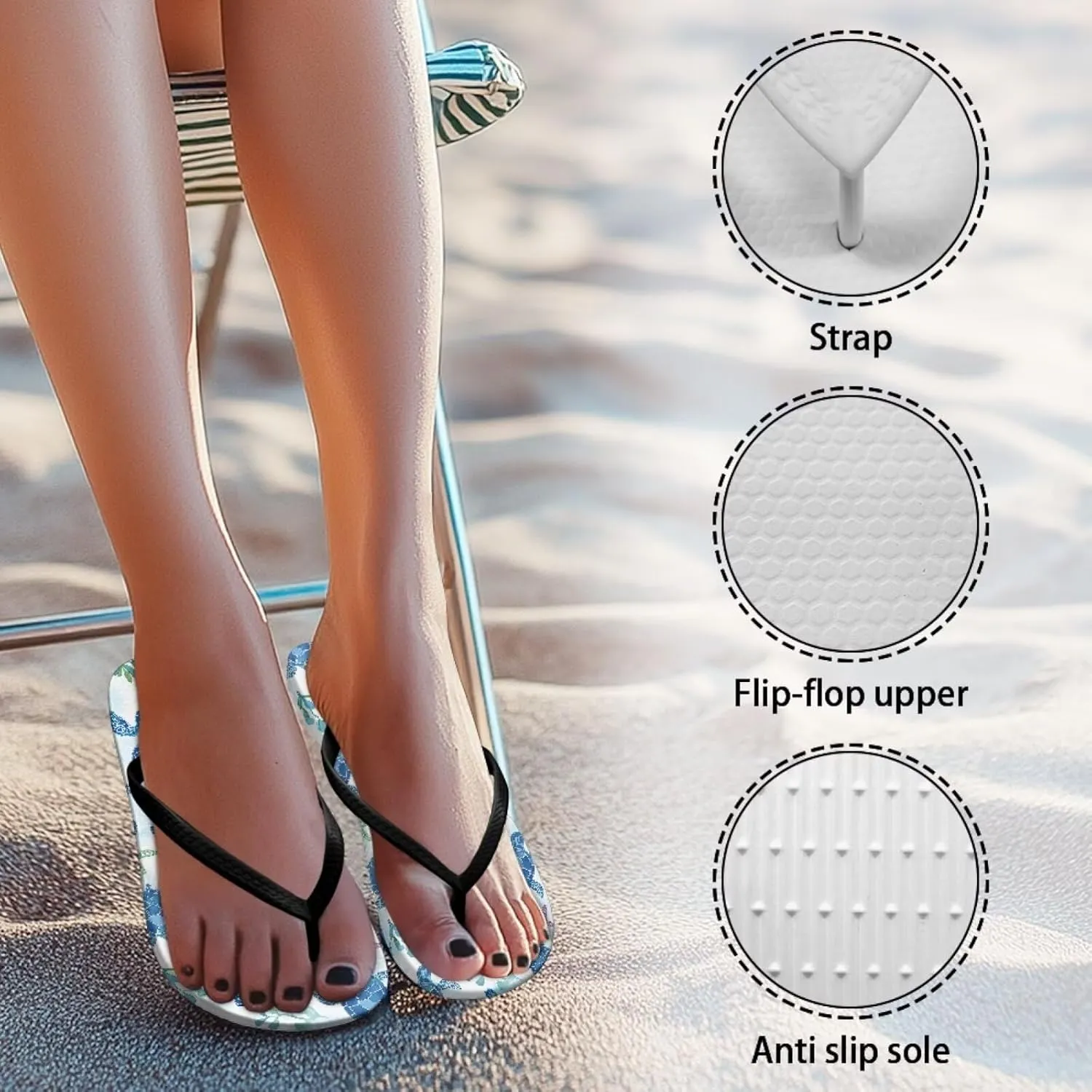 Coloranimal Womens Flip Flops Summer Beach Sandals Non Slip Flip Flops Thong Sandals for Women Lightweight Ladies Slip On Summer Slippers