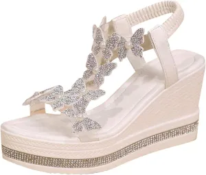 Comfortable Sandals For Women Bohemian Women'S Dress Shoes With Back Strap Vacation Slide On Shoes Women Platform Sandals