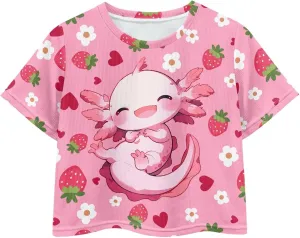 Crew Neck Short Sleeve Top 5-14Y Girls Cute Short T-Shirt Casual Loose Sweatshirt