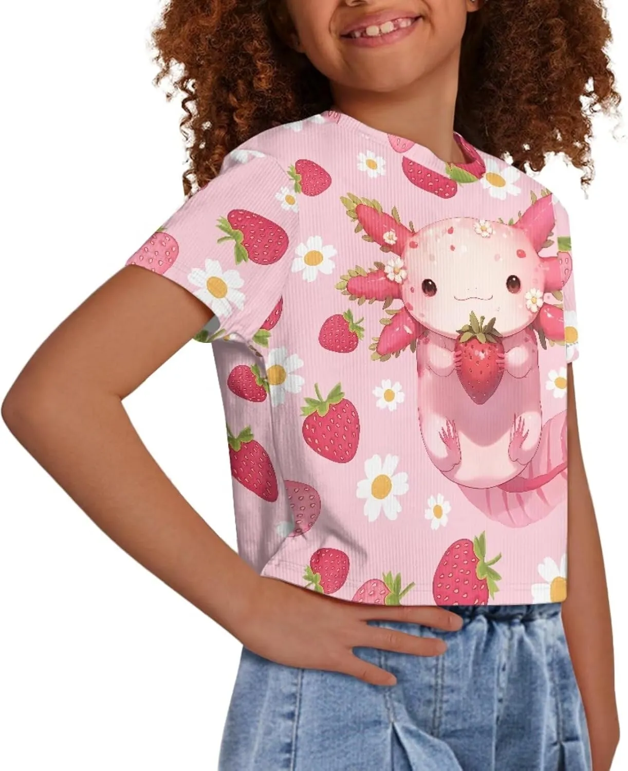 Crew Neck Short Sleeve Top 5-14Y Girls Cute Short T-Shirt Casual Loose Sweatshirt