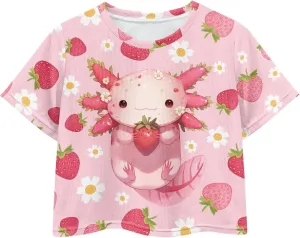 Crew Neck Short Sleeve Top 5-14Y Girls Cute Short T-Shirt Casual Loose Sweatshirt