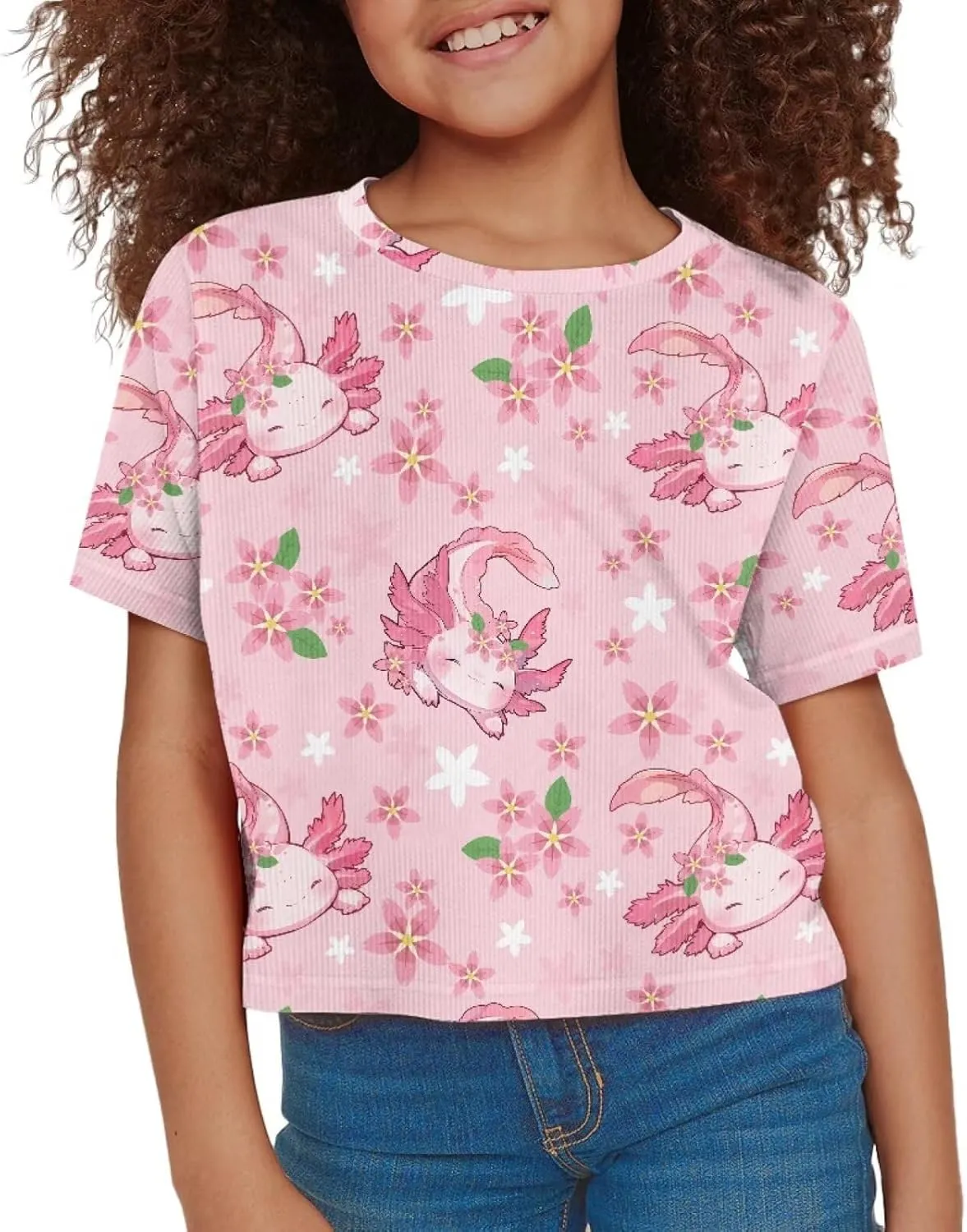 Crew Neck Short Sleeve Top 5-14Y Girls Cute Short T-Shirt Casual Loose Sweatshirt